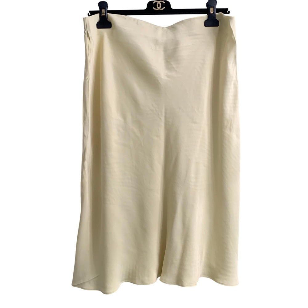 Nordstrom Women XL Pale Yellow Satin Midi Slip Skirt Lenzing Ecovero Viscose